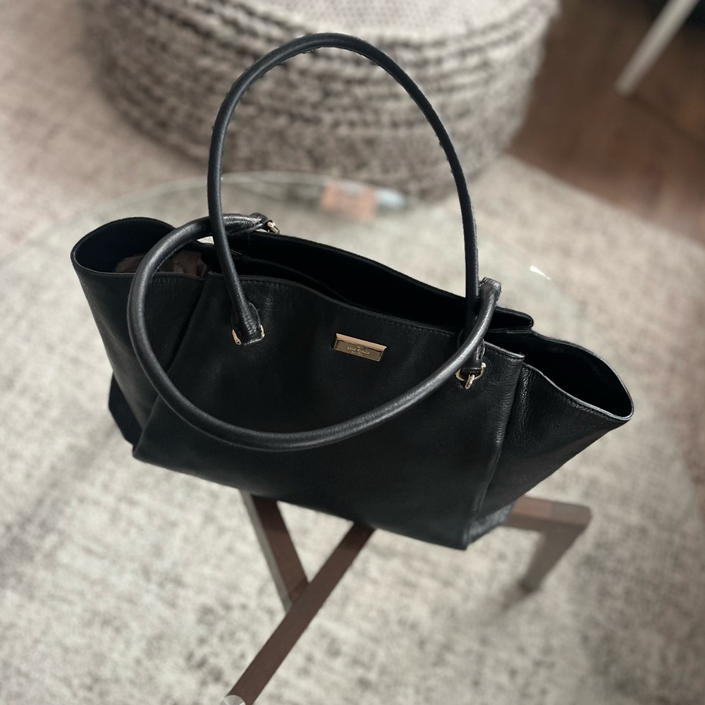 Kate Spade Black Pebble Leather Ashlee Anna Court Large Shoulder Bag Tote Bag - Picture 2 of 14